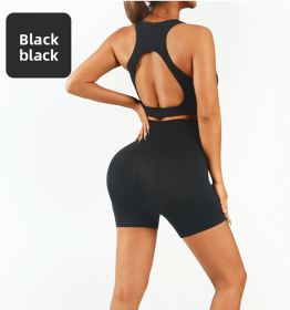 Workout Sets for Women 2 Piece High Waisted Seamless Leggings with Padded Stretchy Sports Bra Sets Gym Clothes (Color: BLACK, size: S)