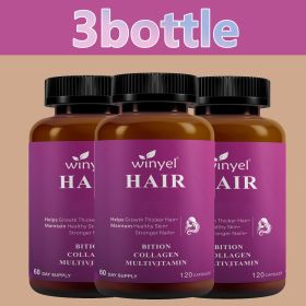 Hair growth vitamins containing 1,000 mcg ofbiotin, collagen, saw palmetto, and other naturalingredients to promote stronger, healthier hair,skin (QTY: 3 PCS)