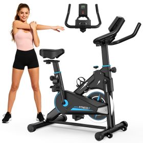 Indoor Exercise Bike, Stationary Cycling Bike with Monitor, Adjustable Resistance, Comfortable Seat & Handlebars, Stable Base (Color: as Pic)